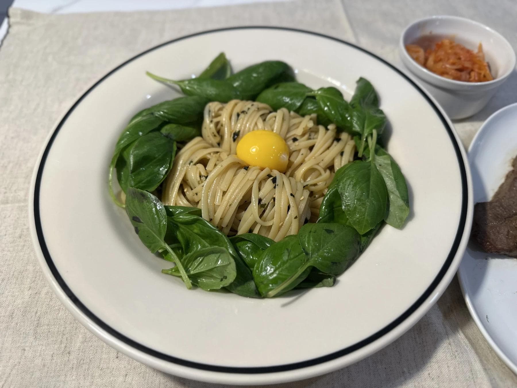 Perilla oil basil pasta