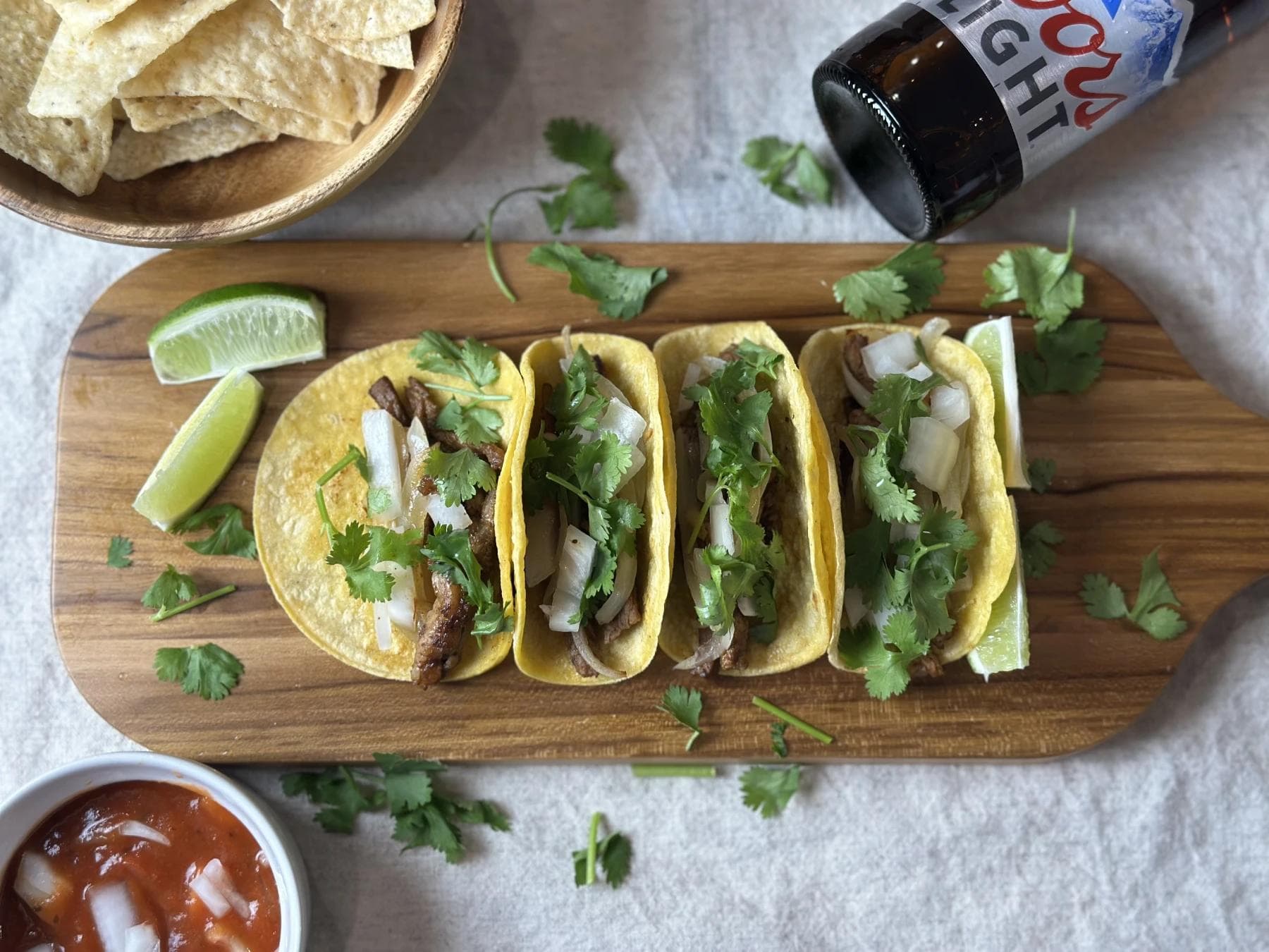 Beef Tacos with Onion & Cilantro - Quick 5 minutes